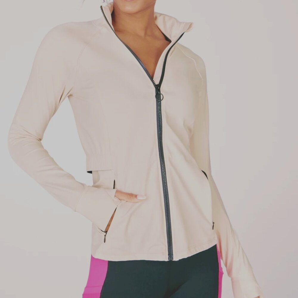 FABLETICS jacket sweat Sz SMALL FULL ZIP light Pink REAR VENT * NWT * ACTIVEWEAR